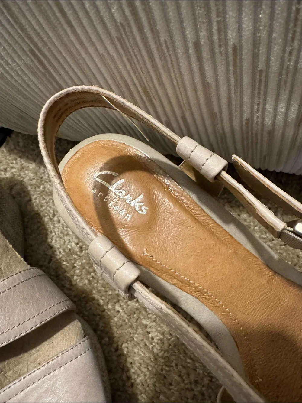 Clarks Taupe Wedge Sandals with Textured Platform